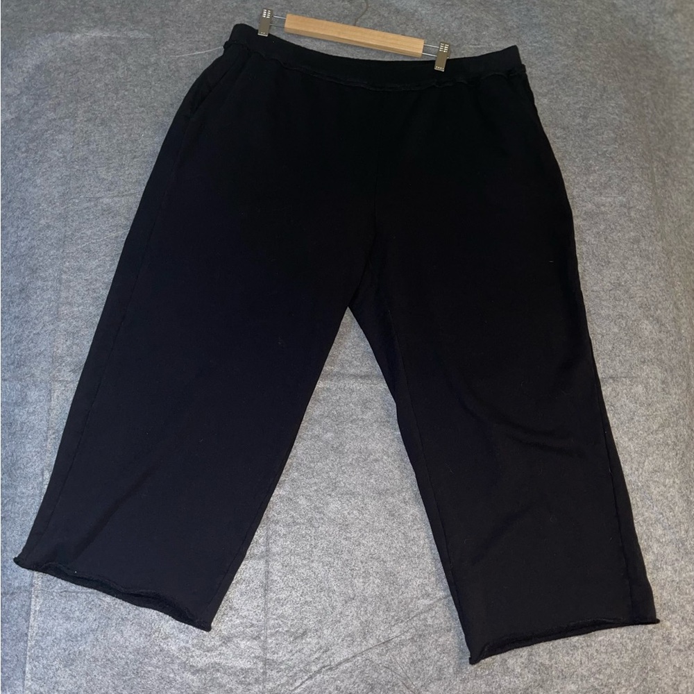 Eileen Fisher Black Pants Women’s 1X Minimalist Organic Soft Knit Relaxed Fit